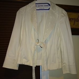 White Blazer Jacket with Tie